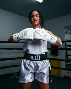 TITLE Boxing Professional Women’s Satin Striped Boxing Trunks