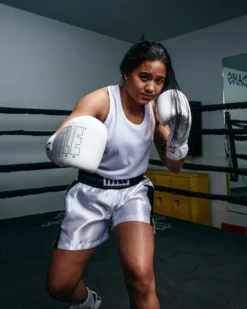 TITLE Boxing Professional Women’s Satin Striped Boxing Trunks