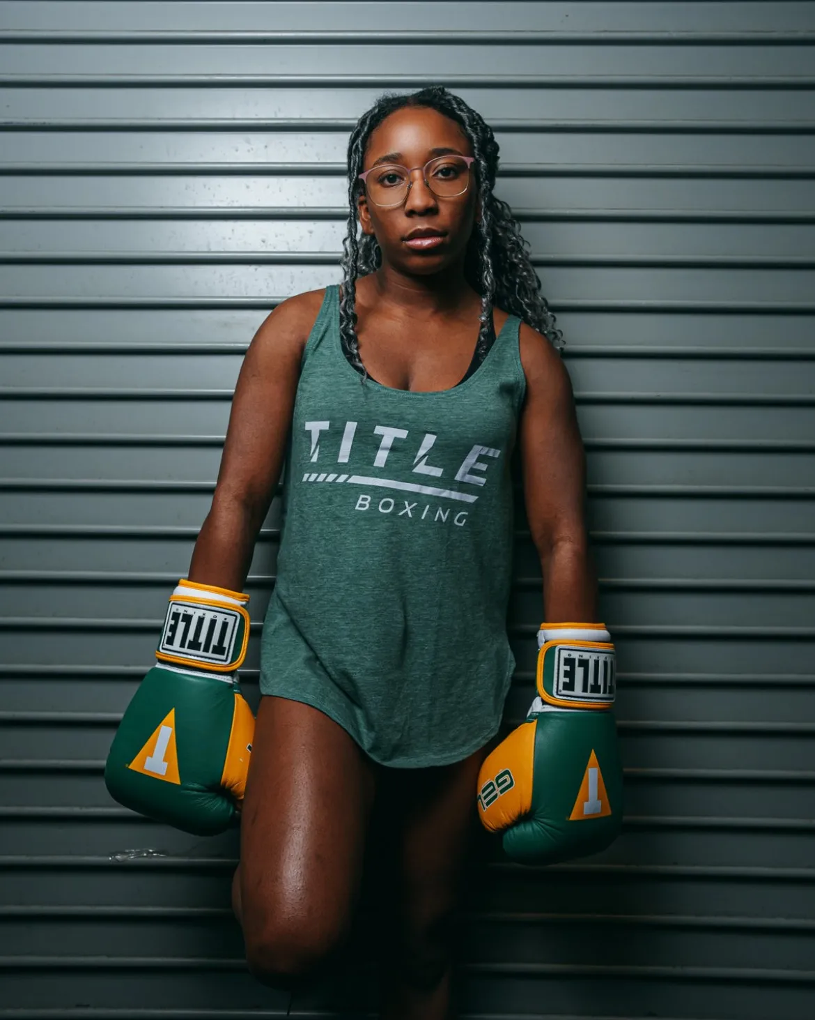 TITLE Boxing Women's Striped Wordmark Cropped Tank