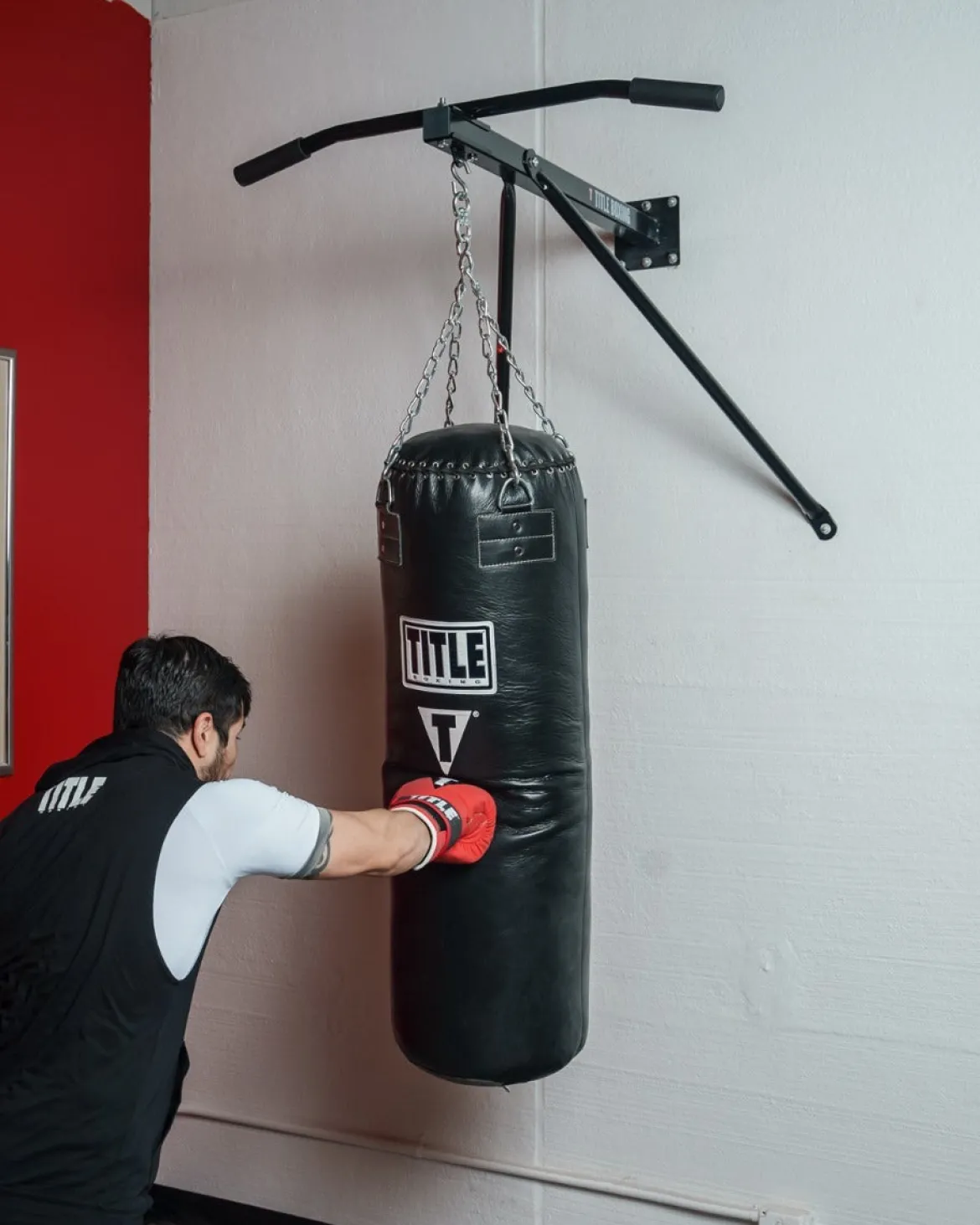 TITLE Deluxe Wallmount Pull-Up Bar & Bag Hanger